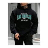 Tarzsokak Unisex Kadın/Erkek Siyah Los Angeles 1996 Baskılı Oversize Kapüşonlu Sweatshirt, Siyah, S/M