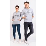 Tarzsokak Unisex Renkli Kemal Atatürk Imzalı Kapüşonlu Sevgili Kombin Sweatshirt, Gri, Xl