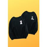 Tarzsokak Unisex Siyah Kedicik Baskılı Sevgili Kombini 2'li Set benisengiydirkediciksweat Tarzsokak-unisex-oversize-kalıp-19400