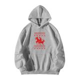 Tarzsokak Unisex Yılbaşı Noel Baba Geyikleri Baskılı Kanguru Cepli Kapüşonlu Sweatshirt Sweat Gri, Y38 Gri, S