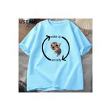 Tarzsokak Uyandırma Hareket Aptal Kedi T Shirt Erkek Kadın Rahat Erkek Tişört Adam Giysileri Pamuk Kısa, Mavi1631, Xl