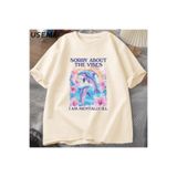 Tarzsokak Üzgünüm Vibes Hakkında Unisex T Shirt Aptal Garip T-Shirt Komik Zihinsel Tshirt Pamuk Kısa Ko, Haki2229, Xl