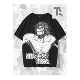 Tarzsokak X Attack on Titan Erkek Figürü ve Japon Harfli Grafik Tişört