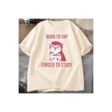 Tarzsokak Yapılacak Doğmuş Çalışmak Zorla Komik Kedi Meme T-Shirt Retro Vintage Aptal Kedi Tişörtleri R 2860, Bej-2360, Xl