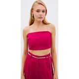 Taş Askılı Saten Crop Bluz - Mercan