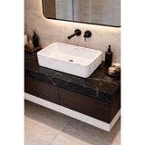 Taş Atölyesi Mermer Desenli Tezgah Üstü Çiftlik Model Taş Lavabo 60 x 40 cm - Beyaz