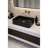 Taş Atölyesi Mermer Desenli Tezgah Üstü Çiftlik Model Taş Lavabo 60 x 40 cm - Siyah