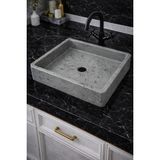 Taş Atölyesi Mermer Desenli Tezgah Üstü Kare Model Taş Lavabo 45 x 45 cm - Gri