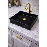 Taş Atölyesi Mermer Desenli Tezgah Üstü Kare Model Taş Lavabo 45 x 45 cm - Siyah