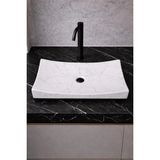 Taş Atölyesi Mermer Desenli Tezgah Üstü Kayık Model Taş Lavabo 35 x 60 cm - Beyaz