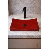 Taş Atölyesi Mermer Desenli Tezgah Üstü Kayık Model Taş Lavabo 35 x 60 cm - Bordo