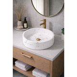Taş Atölyesi Mermer Desenli Tezgah Üstü Yuvarlak Çanak Taş Lavabo 45 cm - Beyaz