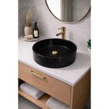 Taş Atölyesi Mermer Desenli Tezgah Üstü Yuvarlak Çanak Taş Lavabo 45 cm - Siyah