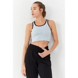 Taş Basic Sıfır Kol Dar Kalıp U Yaka Kadın Crop Top Atlet - 97162 - XS