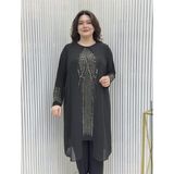 Taş Baskılı Tunik Takım - Siyah - 46