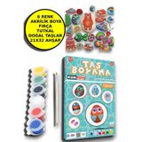 Taş Boyama Seti- Doğal Taşlar-Akrilik Boya-Fırça-Ahşap Hepsi Bir Arada Muhteşem Set OPH-000889