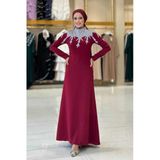 Taş Detaylı Abiye Elbise 3916 Bordo