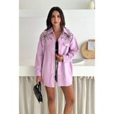 Taş Detaylı Gömlek Lila - S