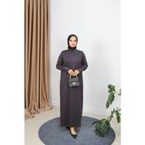 Taş Detaylı Merserize Elbise - Antrasit - Standart