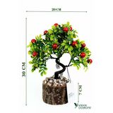 Taş Detaylı Odun Saksıda Yapay Bonsai Ağacı