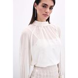 Taş Detaylı Transparan Bluz - Krem