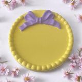 Taş El Boyama Bardak Altlığı - Çok Amaçlı Dekoratif Tabak 11 cm - Sarı
