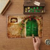 Taş Ev Kapısının Önünde Renkli Çiçekler Tasarımı 240 Parça Ahşap Puzzle Ahşap Kutuda MP01147