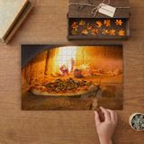 Taş Fırında Sebzeli Pizza Tasarımı 240 Parça Ahşap Puzzle Ahşap Kutuda MP01360