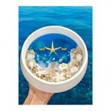 Taş Kasede okyanus Deniz Kabukları Fosforlu Jel Mum 18x6 Cm