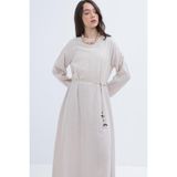 Taş-Kuşaklı Basic Müslin Elbise - 40