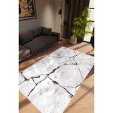 Taş Mermer Modern Gri Kaydırmaz Kesme Yıkanabilir Ince Halı - 70 x 200 cm - Renkli