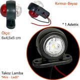 TAS Mini Takoz Yuvarlak Lamba Ledli Kırmızı-Beyaz 6x4,5 cm BL013KB (2 li)