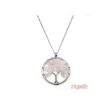 Taş-Mir Pembe Kuvars Hayat Ağacı Doğal Taş Kolye