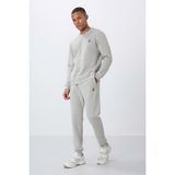 Taş Pamuklu Kalın Içi Tüylü Yumuşak Dokulu Comfort Fit Nakışlı Erkek Eşofman Takım -85265 - XL