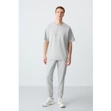 Taş Pamuklu Kalın Yumuşak Dokulu Oversize Fit Basic Erkek Eşofman Takım - 85261