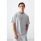 Taş Pamuklu Kalın Yumuşak Dokulu Oversize Fit Baskılı Erkek T-Shirt - 88373