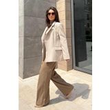 Taş Rengi Astarlı Kadın Blazer Ceket Mg2508