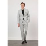 Taş Rengi Kendinden Desenli Mono Yaka 6 Drop Slim Fit Takım Elbise 1001260162