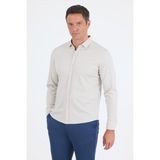 Taş Rengi Uzun Kol Düz Örme Polo Yaka Cepsiz Esnek Classic Slim Fit Gömlek 1004250153_610 - 2XL