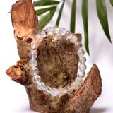 Taş Sandığı Beyaz Topaz Taşı Gümüş Bileklik - 8 mm