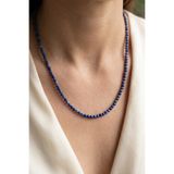 Taş Sandığı Lapis Lazuli Taşı Faset Kesim Kolye – 3 mm – Paslanmaz Çelik