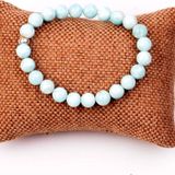 Taş Sandığı Larimar Taşı Elastik Bileklik ( 8 mm ) - Gümüş Aparat