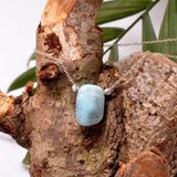 Taş Sandığı Larimar Taşı Gümüş Kolye - Şekilsiz Larimar Taşı