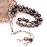 Taş Sandığı Obsidyen Taşı Tesbih - 8 mm / Kar Tanesi Obsidyen