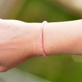 Taş Sandığı Pembe Kuvars Taşı Gümüş Bileklik - 4 mm Açık Renkli