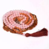 Taş Sandığı Pembe Kuvars Taşı Mala Tesbih - 108 Habbeli