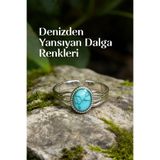 Taş Sandığı Sentetik Turkuaz Taşı Çelik Yüzük