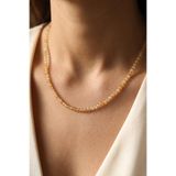 Taş Sandığı Sitrin Taşı Faset Kesim Kolye – 3 mm – Paslanmaz Çelik