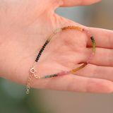 Taş Sandığı Turmalin Taşı Gümüş Bileklik ( 3 mm)
