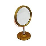 TAŞ SAPLI YUVARLAK 7 İNÇ= ÇAP:17.5CM MAKYAJ AYNASI ÇİFT TARAFLI BRONZ - GÜMÜŞ PLS.ÇERÇEVE SABİT AYAK (5264)